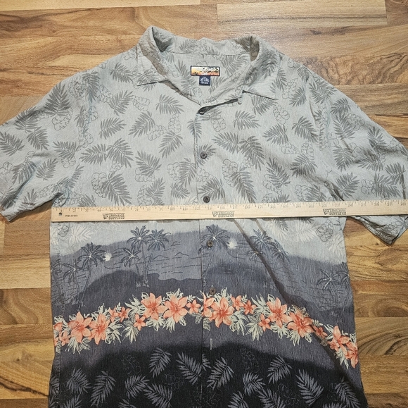 Havana Jacks Cafe Shirt green Floral silk Hawaiian short sleeve men's XXL - Picture 8 of 10